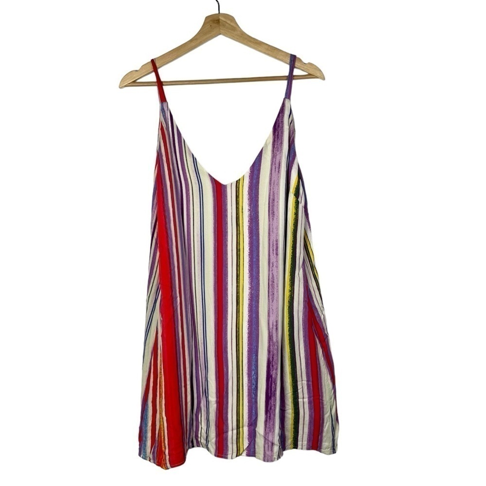 Forever 21 Colorfulโ Vertical Stripe Mini Shift Dress L